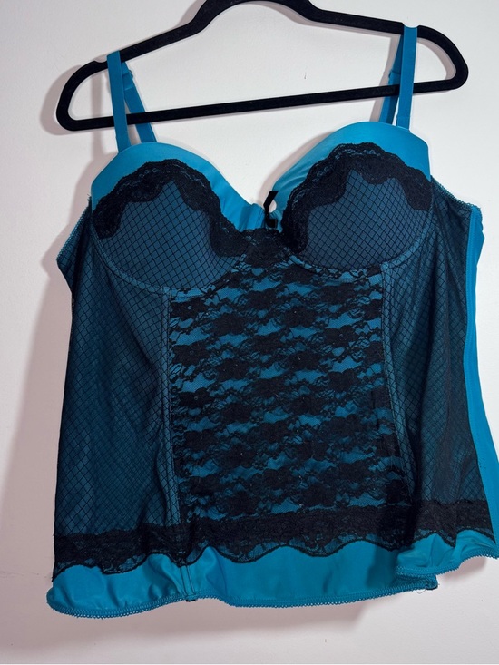 torrid Other - Torrid Teal Lace Corset Bustier Top Size 3 Black Mesh Lingerie
